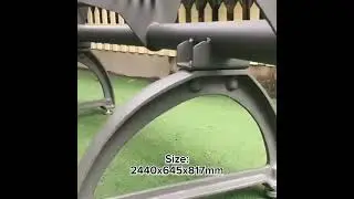 Curved outdoor steel bench