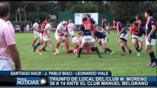 Rugby: Triunfo de local del Club M. Moreno 36 A 14 ante el Club Manuel Belgrano
