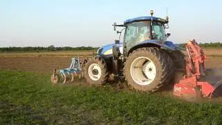 Maisland klaar maken met TS135A new-holland BM front-cultivator en lely rotoreg