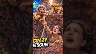 This rescue shocked everyone watching.   #youtubeshorts #monkeystory #dog #lesson #ai #reels #shorts