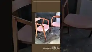 🍴 Set of 2 Modern Dining Chairs | Pink Seat + Wooden Frame