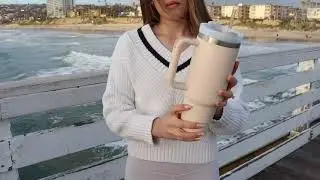 GOAPA - Stainless Steel 1200ml Tumbler Cup with Handle and Drinking Straw