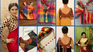Check Print New Model Blouse Neck Designs / Check Print Simple Blouse Designs / Check Print Blouse