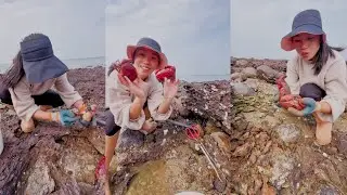 Копайте камни и ловите крабов 🐬Крабовый хлеб #краб #рыбалка #ловля #охота