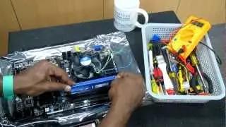 Установка материнской платы Z77 Pro3 с процессором Intel Core i5 и видеокартой HD 7750 2G