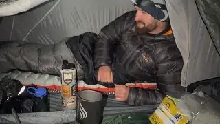 Caught with My Dog in Deep Snow Winter Camping in Adverse Weather with Snowfall