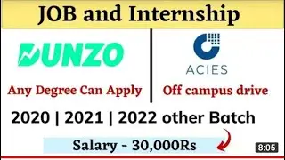 Dunzo || Acies Fresher Off campus Drive 2019 || 2020 || 2021 Batch