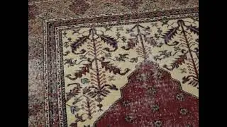 Acaroz - Red Turkish Vintage Area Rug (5x8)