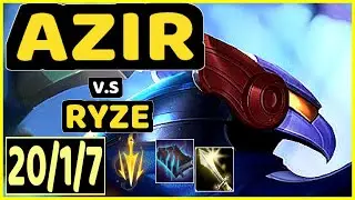 JIIZUKE (AZIR) vs RYZE - QUADRAKILL 20/1/7 KDA MID CHALLENGER GAMEPLAY - EUW