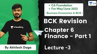 L3: BCK Revision | Chapter 6 | Finance Part 1 | CA Foundation May/June 2022 | Akhilesh Daga