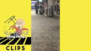Workout Stretches by an Airport Gate | Old People Doing Things Clips