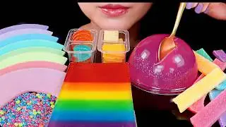 ASMR MUKBANG 🌈 Rainbow Desserts Compilation | Gummy, Jelly, Pop Rocks & Crunchy Sounds | No Talking