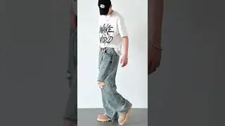 Vintage ripped loose wide-leg men's jeans