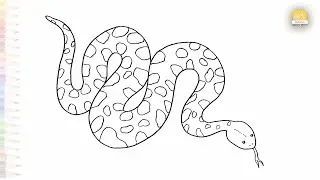 Python snake drawings easy | Outlines | How to draw A Snake step by step simply | #artjanag