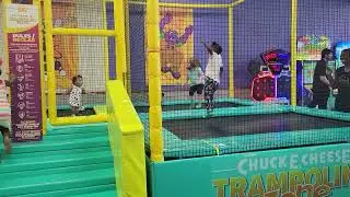 Stella inside Chuck E Cheese Trampoline Zone