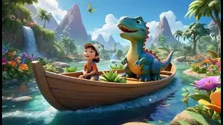 Row Row Your Dinosaur | Fun Dino Boat Song for Kids | Toddler Adventure Rhyme with Dinosaurs