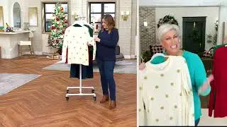 Jingle Belles by Kim Gravel Tinsel Dots Bateau Neck Sweater on QVC