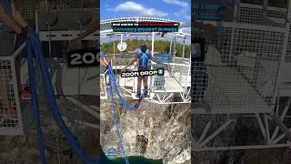I guess it's easier to not look down at the 200ft drop?⬇️😅#usa #bungeejump #adventuretourism