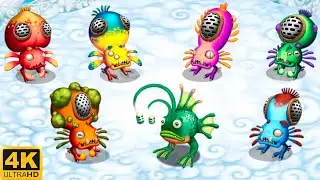 Prismatic Phangler - all versions (My Singing Monsters: Dawn Of Fire) 4k