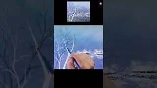 겨울 시골풍경/#shorts/Acrylic Painting/Oil Painting/[#324]취미미술 힐링영상