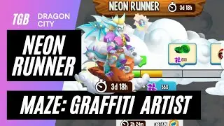 Dragon City Neon Runner Island &bull; Flight Stamps & Maze: Graffitti Artist Dragon ☆☆☆