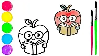 How To Draw  cute Apple Drawing, Painting & water Coloring For Kids and Toddlers_🌈🎨