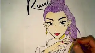  K-Pop Demon Hunter's Rumi Huntrix Three Little Angels #shorts #art#draw #netflix #huntrix #demon 