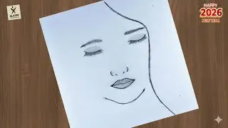 How to draw a beautiful girl with closed eyes step by step using pencil