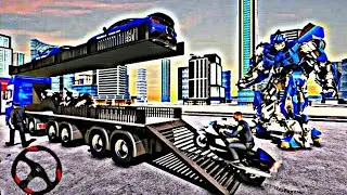Robot Car | Police Robot Car Transporter | US police car transport Games | Transport | LR Gameplay