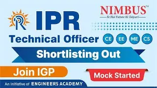 IPR Technical Officer interview shortlisting out| IPR CE/EE/ME/CS Mock Interview Preparation #nimbus