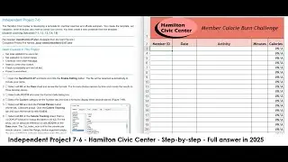 Independent Project 7-6 - Excel Project - The Hamilton Civic Center (Full answer in 2025)
