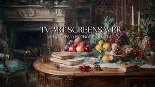 Christmas Still Life Screensaver, Vintage Candle & Christmas balls, Aesthetic Ambience