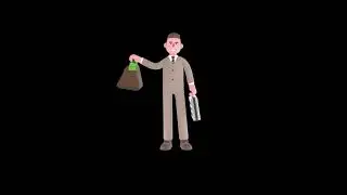 3D Cartoon Lawyer Turntable | Angry Attorney Holding Briefcase & Money Bag