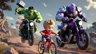 Hulk VS Thanos Motorcycle Challenge : Cartoon for kids | Avengers: infinity war