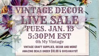VINTAGE LIVE SALE | VINTAGE SALE | VINTAGE DECOR | VINTAGE CRAFT SUPPLIES | JUNK JOURNAL SUPPLIES