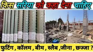 घर मे कौन-सी सरिया कहा देनी चाहिए ! Footing , Column , Beam , Slab , Stair , Chajja , Steel Details