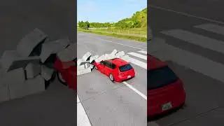 Большие и маленькие машины против цементной стены | BeamNG.Drive | #шорты