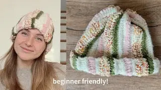 how to crochet a chunky scrap yarn beanie | beginner friendly crochet tutorial