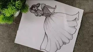 How to Draw a Girl in Flowing Dress | Pencil Art😍