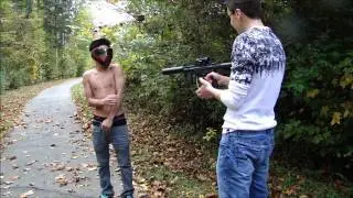Point-Blank Paintball Shot (Bare-Chested)