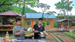 DAU eagerly builds brick walls with PHIN | Ending the workday with a delicious noodle meal