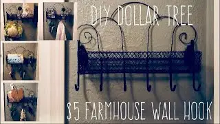 DIY Dollar Tree $5 (or less)  Farmhouse Wall Hook with Basket
