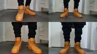 Nike air force 1 high 07 flax gum light  brown black wheat on feet