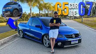 SAVEIRO G5 TREND REBAIXADA DE ARO 18 MONTADA CROSS E PINTADA DE AZUL RAVENA (4K)