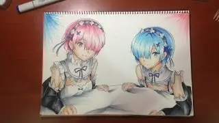 Drawing Rem and Ram from Re: Zero kara Hajimeru Isekai Seikats