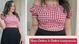 DIY: CORTE E COSTURA BLUSA CIGANINHA COM FAIXA TRANSPASSADA (Blusa ombro a ombro)