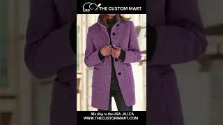 Women's Stand Collar Woolen Coat with Pockets &ndash; Button-Up Fall Winter Casual Outwear