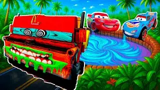 Pixar Cars Battle Giant Pit Traps! Can Lightning McQueen Survive vs Portal Pit. BeamNG ( 17 )