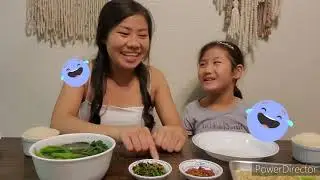 Eloise and Mommy enjoy a plant based dinner and two spicy pepper dips!!