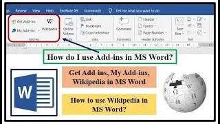 MS Word - How to use Wikipedia and Add-ins option in MS Word? || Microsoft Word || MS Office - 2019
